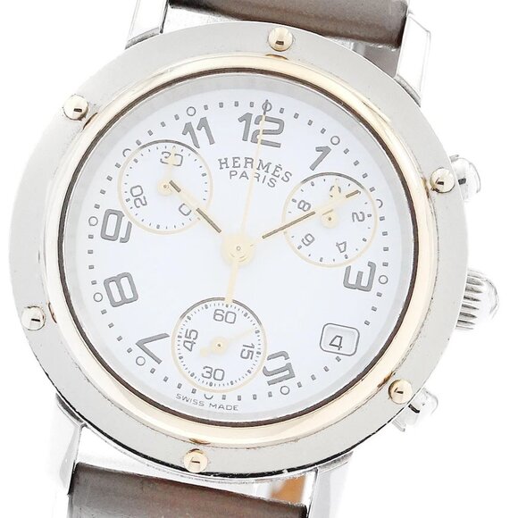 HERMES Clipper chrono CL1.320 Date white Dial Quartz Ladies Watch_892379 main image 3